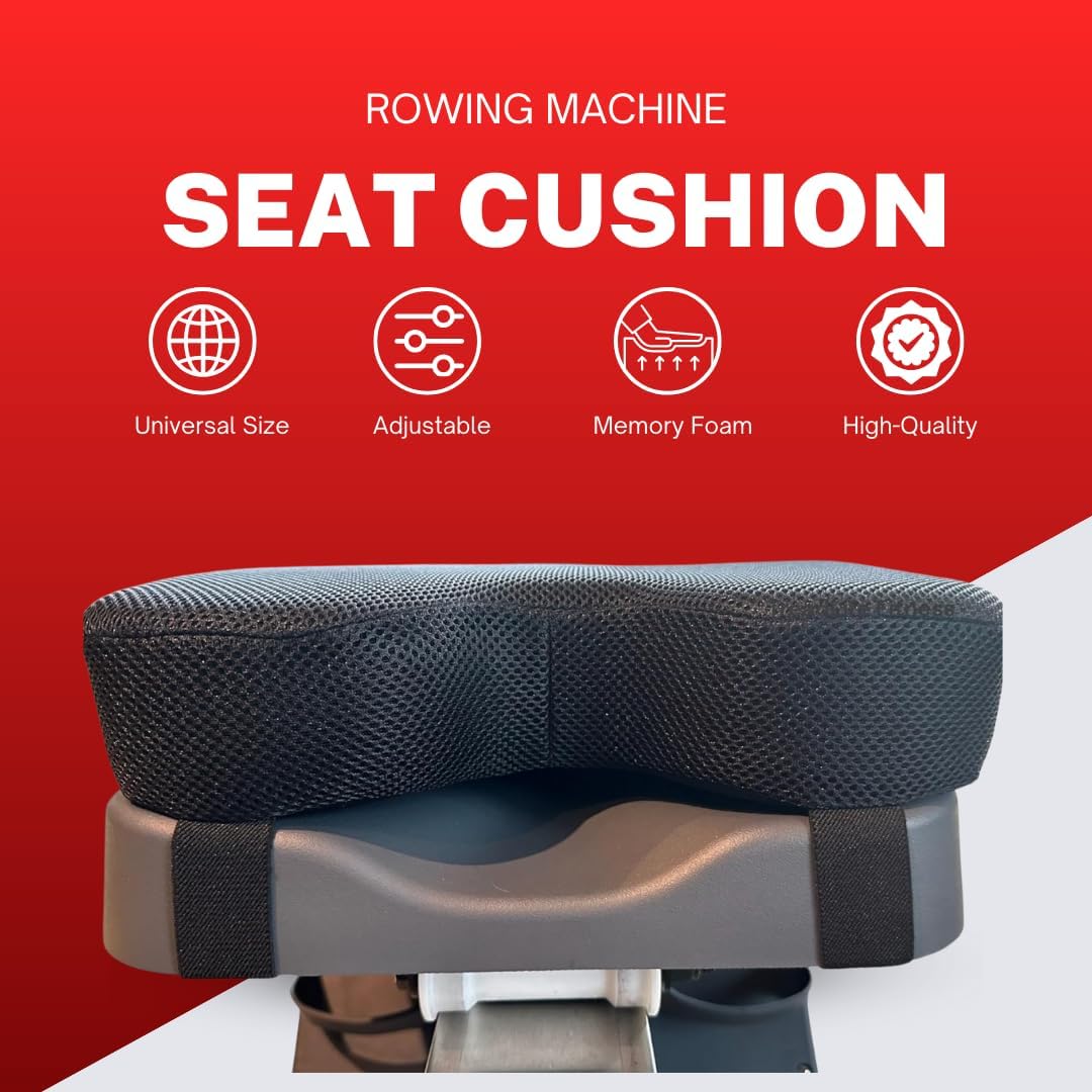 TreadLife Fitness Universal Rowing Machine Seat Cushion | Designed for Concept 2 Rowing Machines, Compatible with All Rowers | Extra Thick 3" Memory Foam with Adjustable Strap Black - Image 2