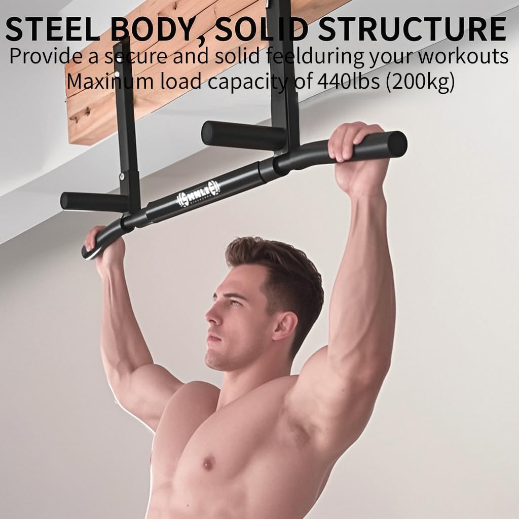 Joist Mounted Pull Up Bar, Ceiling Mount Chin Up Bar for Home Gym, Beam, Rafter, Easy installation, 42" Wide Bar - Image 4