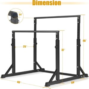 Bongkim Dip Bar, Heavy Duty Dip Station with 7 Height Levels, 800lbs Adjustable Parallel Bars for Tricep Dips Pull-Ups L-Sits Calisthenics Exercises Strength Training for Home Gym Outdoor