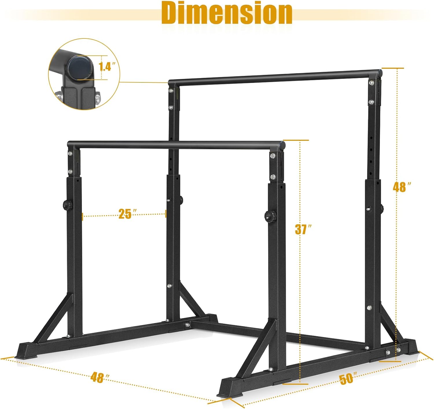 Bongkim Dip Bar, Heavy Duty Dip Station with 7 Height Levels, 800lbs Adjustable Parallel Bars for Tricep Dips Pull-Ups L-Sits Calisthenics Exercises Strength Training for Home Gym Outdoor - Image 2