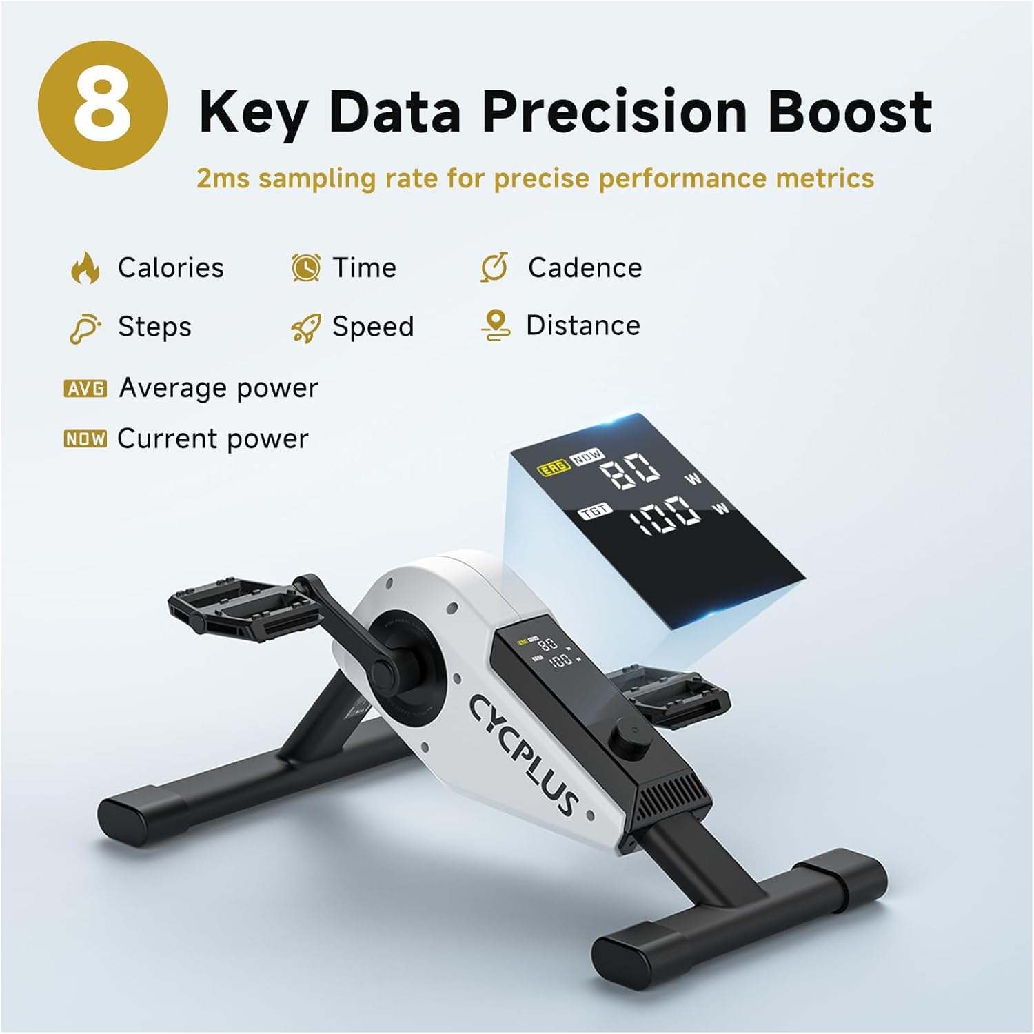 CYCPLUS DC1 Mini Pedal Exerciser, Self-Powered 160W Brushless Motor, ERG Mode & App Sync, Ultra-Quiet Magnetic Resistance, Compact for Office/Home (10.6lb, 0.18㎡ Space-Saving) - Image 6