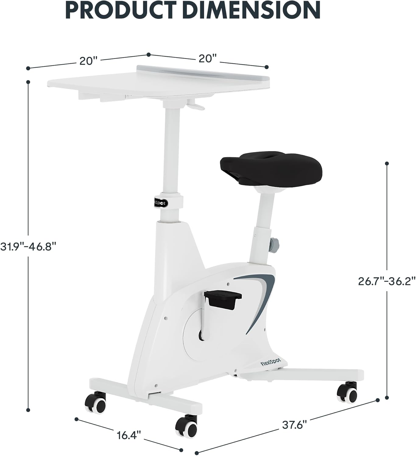 FLEXISPOT Exercise Bike with 2D Desktop, Space Saving Under Desk Bike with Removable Desk, Stationary Bikes Indoor Bikes with 300LBS Heavy Duty 8-Level Resistance Flywheel Optional LCD, V9PRO/V9MAX - Image 9