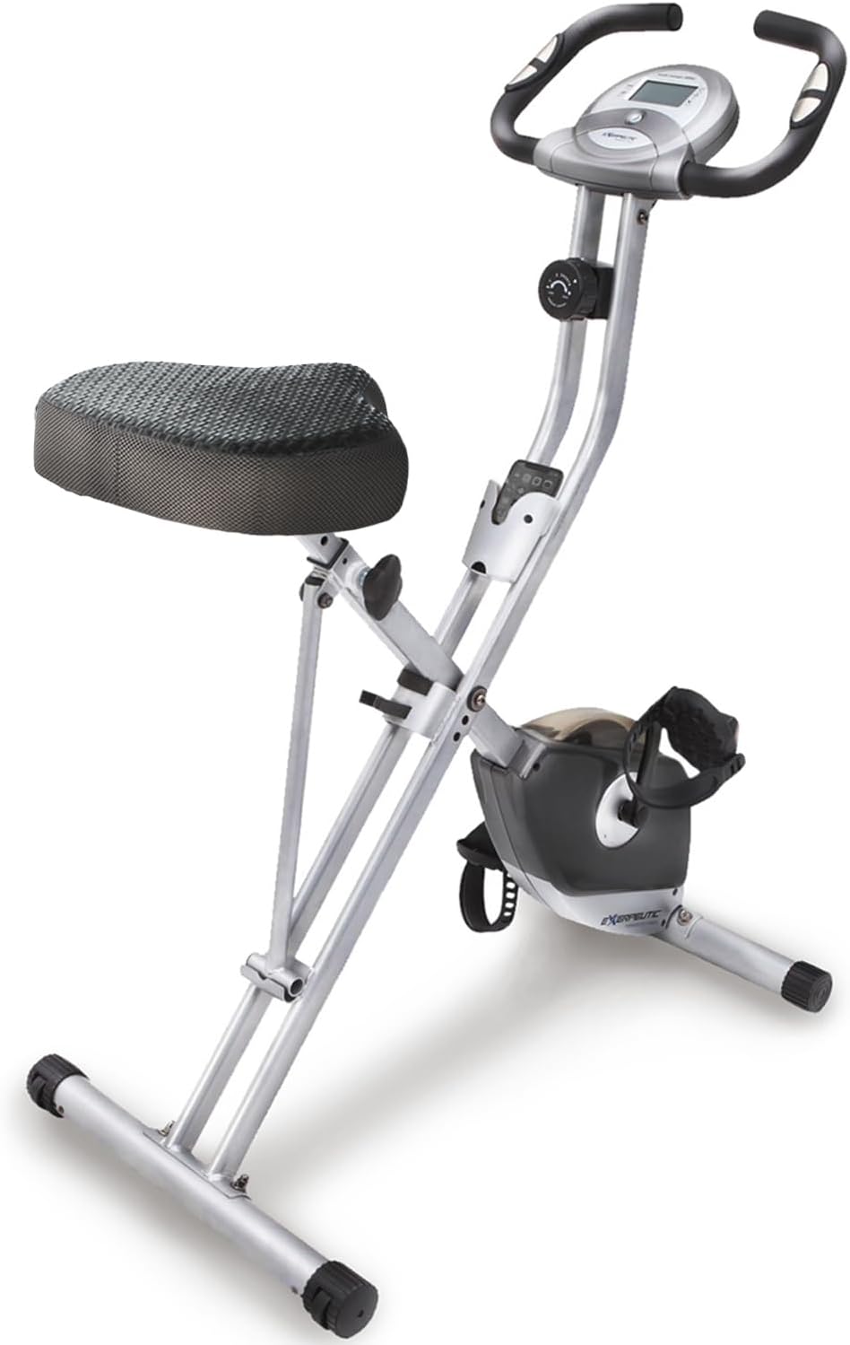 Exerpeutic Foldable Exercise Bike, 8 levels of Resistance Stationary Bicycle with Airsoft Seat, LCD Display to Track Distance, Calories, Time and Speed