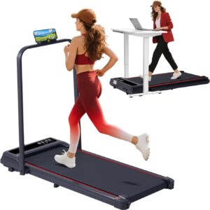 Treadmill with Handles for Home Small, 3.0HP Electric Compact Walking Pad Treadmills with Handle Bar, 0.6-6.2MPH Portable Under Desk Treadmill Home for Small Space, 320LBS