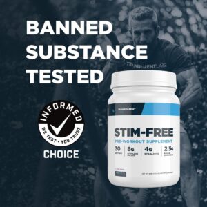 Transparent Labs Stim-Free Pre-Workout – Caffeine & Stim Free Pre Workout Powder Naturally Sweetened for Men and Women with Beta Alanine Powder, Citrulline Malate, & elevATP – 30 Servings, Peach Mango