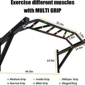 Wall Mounted Pull up Bar Multifunctional Chin up Bar Strength Training Pull-up Bar for Indoor Home Gym Fitness, Supports to 440 Lbs…