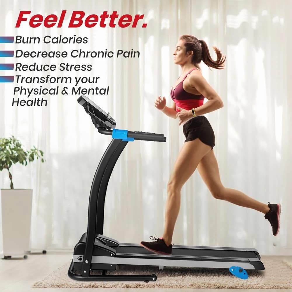 SereneLife Electric Folding Treadmill - Foldable Home Fitness Equipment for Walking & Running, 1.5 HP Indoor Home Cardio Machine with Downloadable App, Safety Key, 3 Incline Levels, 16 Training Modes - Image 6