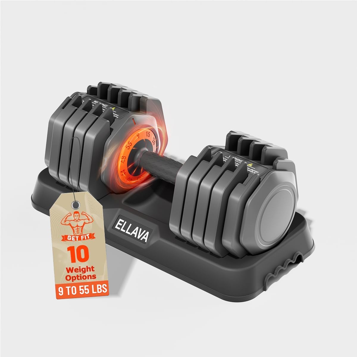Adjustable Dumbbell Set of 2 with Quick Adjust and Anti-Slip Texture Handle for Home Gym, Free Weights Dumbbells Set with 55 lbs Pair 110 lbs, 10 in 1 for Men/Women Gym Equipment
