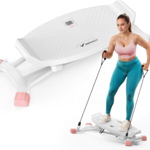 MERACH Balance Board with Resistance Bands, Portable Ski Balancing Machine Featuring LCD Monitor, 300 lbs Capacity Gibbon Balance Trainer for Full Body Workout