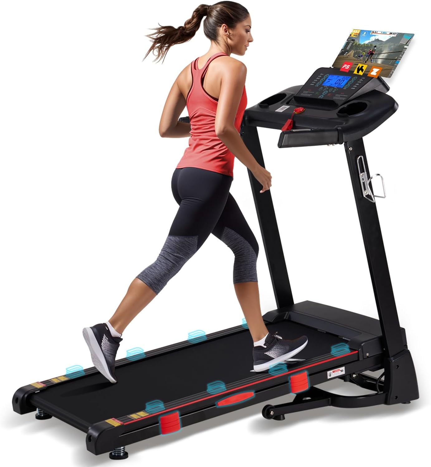 15% Auto Incline Treadmills for Home, 10 MPH Speed, 3.0 HP Foldable Treadmill, 18" Wider Belt, 36 Programs, Running Treadmills for Home with Bluetooth APP