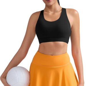 RUNNING GIRL Sports Bra for Women, Criss-Cross Back Padded Strappy Sports Bras Medium Support Yoga Bra with Removable Cups