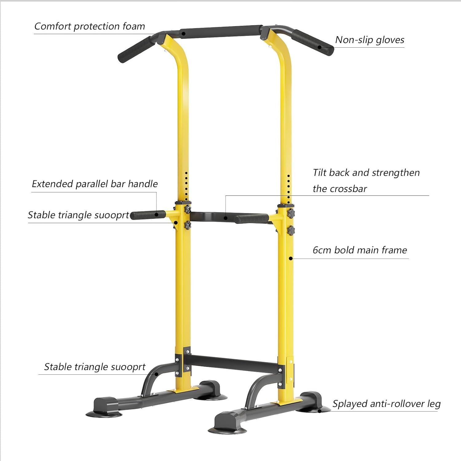 SogesPower Power Tower Dip Station Pull Up Bar for Home Gym Adjustable Height Strength Training Workout Equipment,Pull Up Bar Station - Image 8