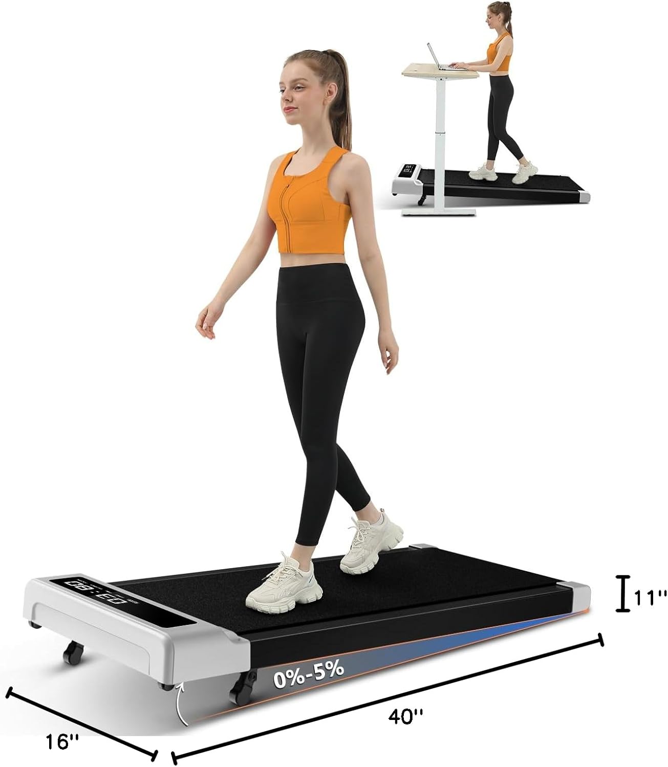 Walking Pad with Incline,2 in 1 Walking Pad Treadmill for Walking and Running, Under Desk Treadmill 5% Incline for Home/Office with LED Display - Image 10