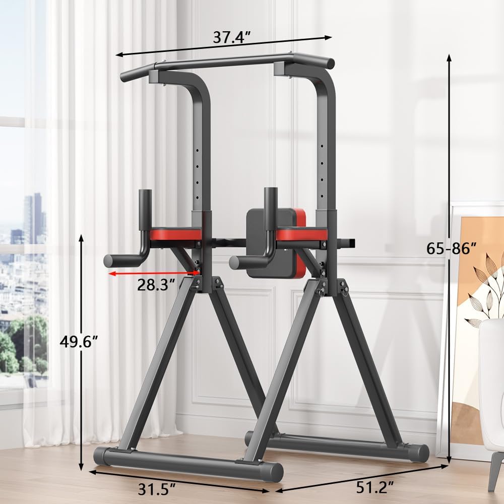 Foldable Power Tower, Adjustable Multifunction Pull Up Bar Tower Station, Pullup Dip Station Rack for Home Gym - Image 6