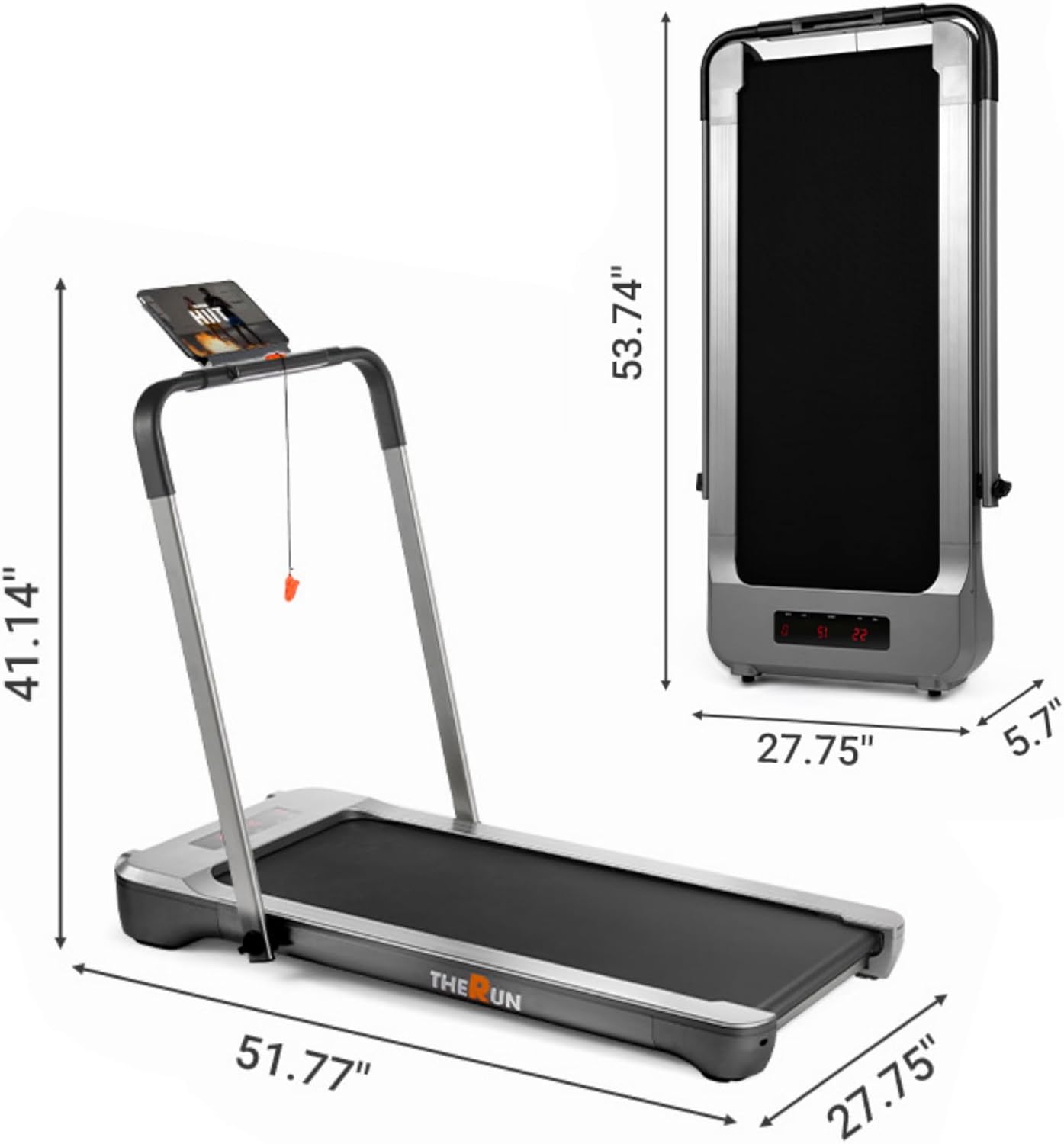 THERUN Walking Pad Treadmill, 3.0 HP Under Desk Treadmills, 2 in 1 Portable Treadmill for Home, Walking Pad with Handle Bar, 18" Widened Running Belt, 350 lbs Capacity with App Connection, Remote - Image 7
