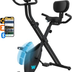 BARWING Exercise Bike Stationary Bikes for Home，3 in 1 Folding Exercise Bikes for Seniors, Indoor Cycling Workout Bike 16-Level Adjustable Resistance,330LB Capacity,Comfortable Seat Backrest Black