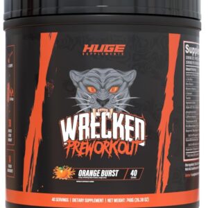 Huge Supplements Wrecked Pre-Workout, Advanced Formula, Boosts Energy, Focus, Pumps & Performance, 10g L-Citrulline, 6.4g Beta Alanine, 5g Tyrosine, 1g Alpha GPC, 375mg Fast-Acting Caffeine & More