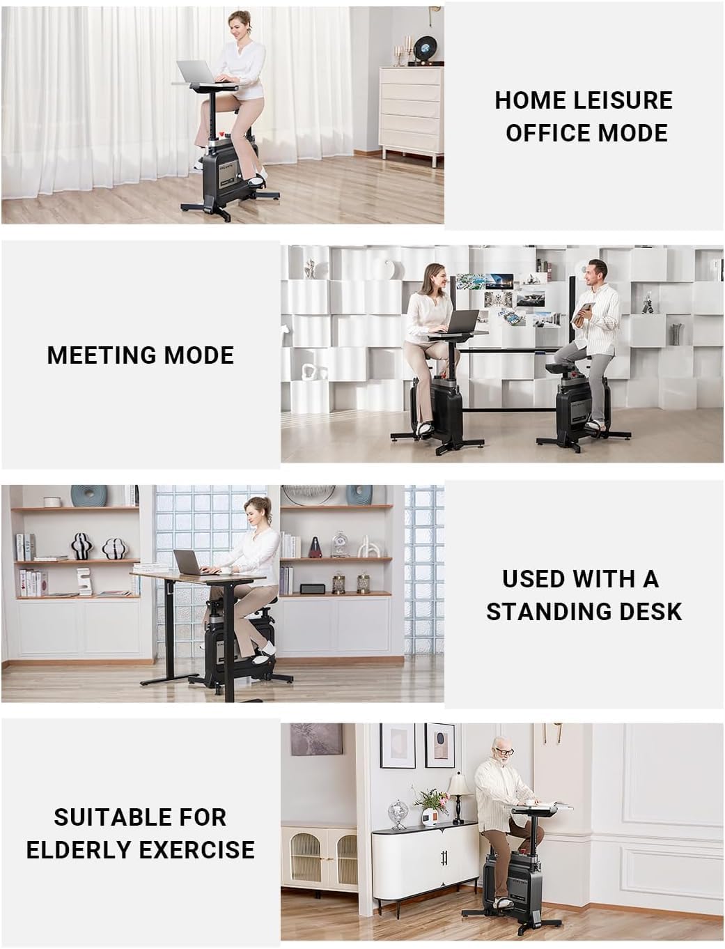KINGSMITH Exercise Bike with Desk, Adjustable Resistance, All-in-one Under Desk Bike, Stationary Bike Indoor Workstation 264 LBS Heavy Duty - Image 6
