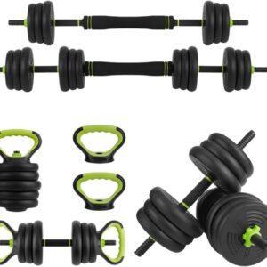 4-In-1 Adjustable Dumbbell Set with Connector(44/66/88LBS), Converts to Dumbbells, Barbells, Kettlebells & Push Up Stand, Non-Slip Grip, Round Head Home Gym Free Weights for Men & Women