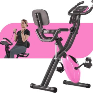 Merax Workout Bike For Home – 4 In 1 Recumbent Exercise Bike and Upright Indoor Cycling Bike Positions, 16 Levels Magnetic Resistance Exercise Bike, Foldable Stationary Bike Machine, Fitness Bike