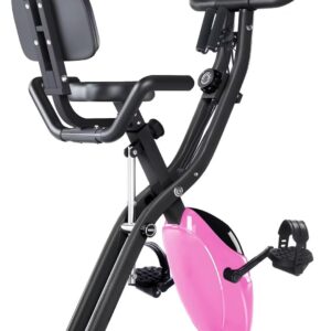 Merax Exercise Bike,Workout Bikes for Home,Folding Stationary Bikes for Home with 16-Level Magnetic Resistance, 300LBS Capacity X-Bike Indoor Exercise Equipment with Heart Rate Sensor & LCD Monitor