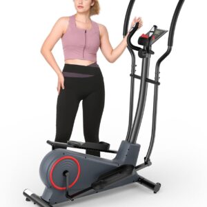Elliptical Exercise Machine Elliptical Machine for Home with 8 Levels Adjustable Resistance LCD Monitor Pulse Monitor 13IN Stride 300 LBS Weight Capacity Hyper-Quiet Fitness