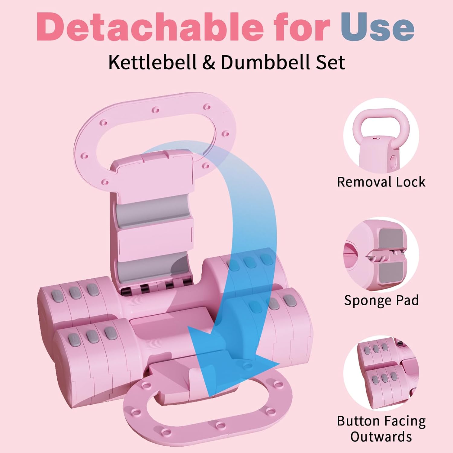 Adjustable Kettlebell Set, 4-in-1 Free Weight Kettlebell sets (5.5lbs 7.7lbs 9.9lbs 12.1lbs) for women, Weight Dumbbell Set of 2 for Home Gym Fitness Training - Image 5