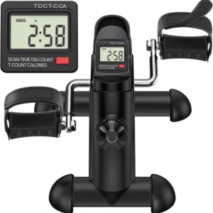 TABEKE Under Desk Bike Pedal Exerciser – Mini Exercise Bike for Arm/Leg Exercise, Pedal Exerciser for Seniors with LCD Display