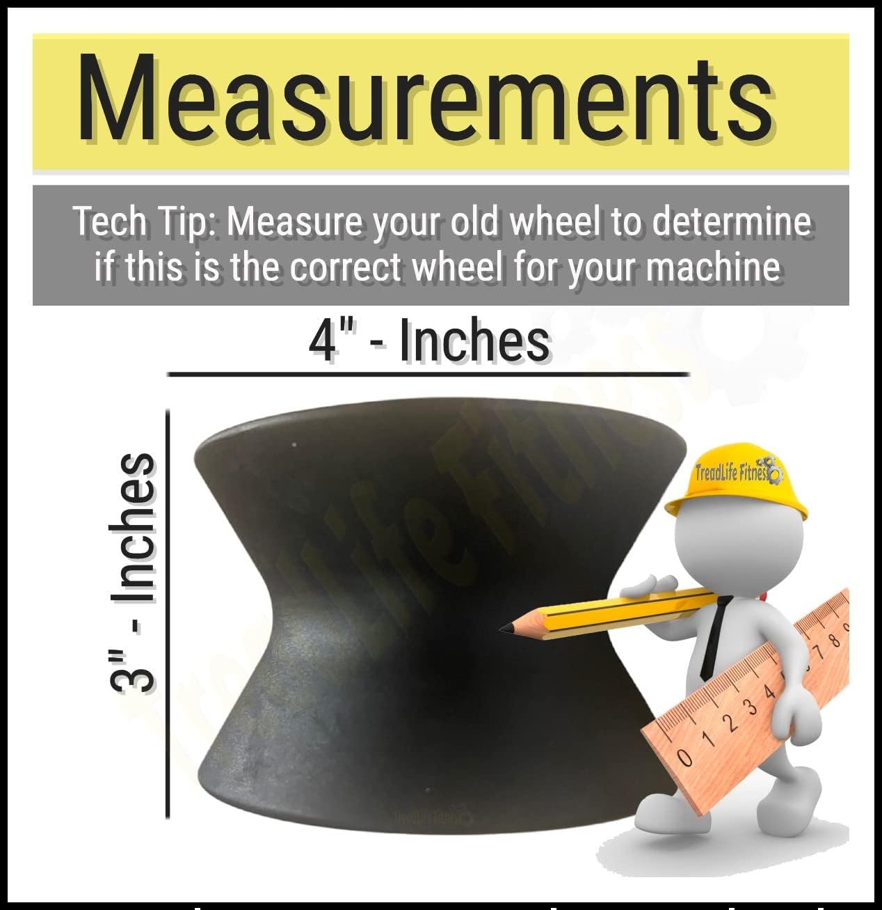 Elliptical Roller Wheel | Replacement for Various ProForm Elliptical Models | 3"W x 4"D | Part #238880 - Image 3