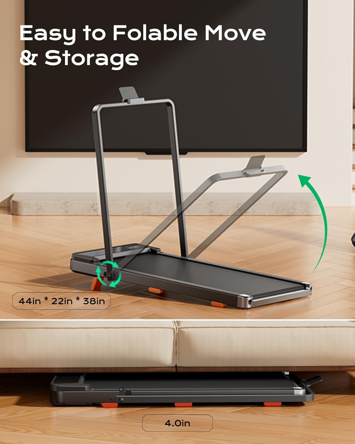 Walking Pad,Treadmill with Incline for Home Office, 2.5HP Portable Under Desk Treadmill with 265 Lbs Capacity,Remote Control, Led Display - Image 6