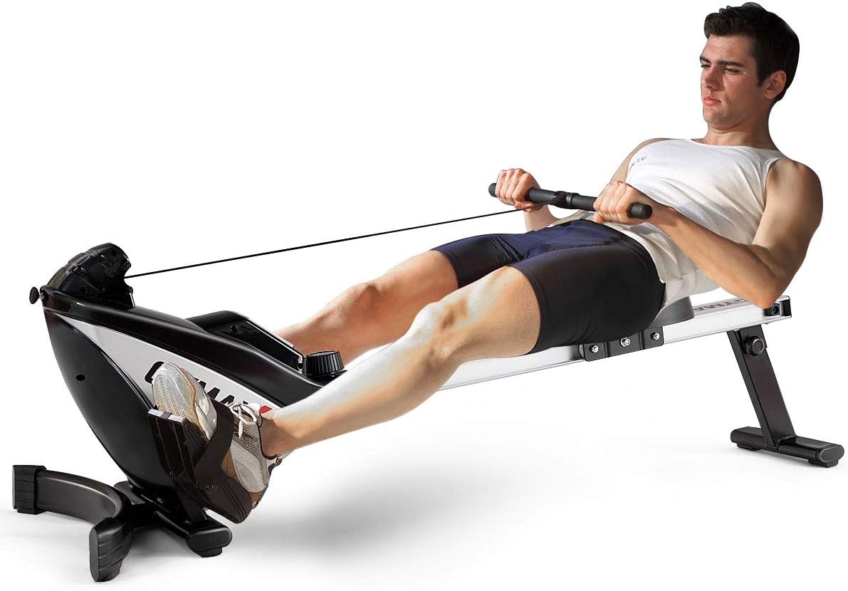 Gymax Magnetic Rower, 8-Level Folding Magnetic Rowing Machine with LCD Monitor, for Home Gym Cardio Exercise Fitness - Image 5
