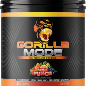 Gorilla Mind Pre Workout – Massive Pumps Laser Focus Energy Power – L-Citrulline, Creatine, L-Tyrosine, Betaine, Hydroprime, Alpha-GPC, 400mg Caffeine, Huperzine A – 816g (Fruit Punch)