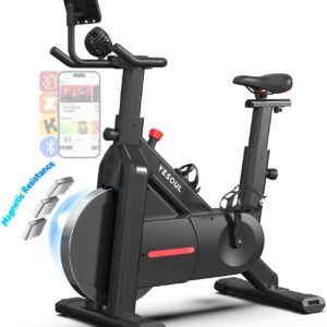 YESOUL Exercise Bike with Exclusive Smart App, Adjustable Magnetic Resistance & 300lbs Capacity, Indoor Stationary Cycling Bike with Stable Triangle Frame, Scenic Rides & Live Classes for Home Workouts