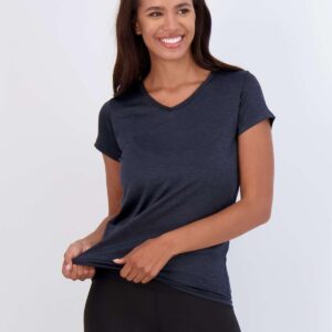Real Essentials 5 Pack: Women’s Dry Fit Short Sleeve V Neck Workout Top – Fitness Gym Athletic Yoga T-Shirt (Plus Available)