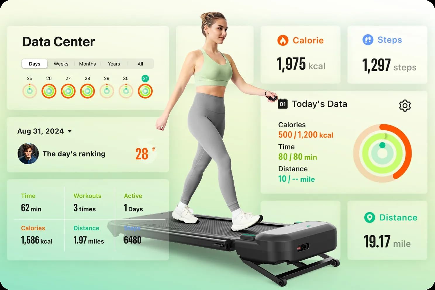 UREVO Foldimix Treadmill Walking Pad with Adjustable Handle Bar for Home Office, Multi-Functional Workstation Treadmill, Dual Brushless Motorized, 14-Point Shock Absorption, Compact Design - Image 7