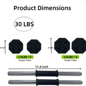 Adjustable Dumbbell Set, 30/44/66/88Lbs Free Weight Set with Connector, 4 In1 Dumbbells Set Used As Barbell, Kettlebells, Push Up Stand,Green and Black