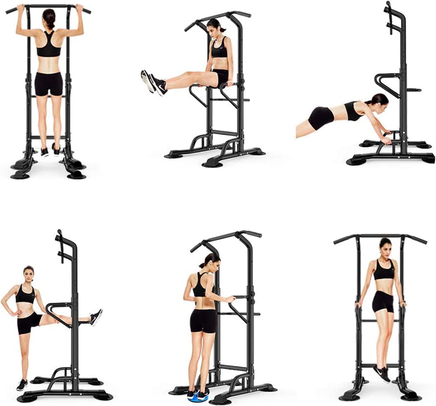SogesHome Power Tower Pull Up Bar and Dip Stand,10 Adjustable Height Assistive Trainer Dip Station,Multi-Function Strength Training Fitness Workout Station for Home Gym Fitness Equipment (Black) - Image 3