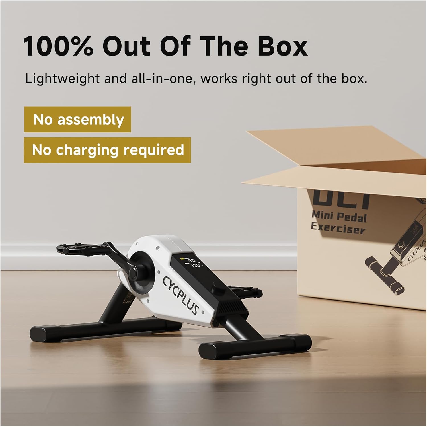 CYCPLUS DC1 Mini Pedal Exerciser, Self-Powered 160W Brushless Motor, ERG Mode & App Sync, Ultra-Quiet Magnetic Resistance, Compact for Office/Home (10.6lb, 0.18㎡ Space-Saving) - Image 9