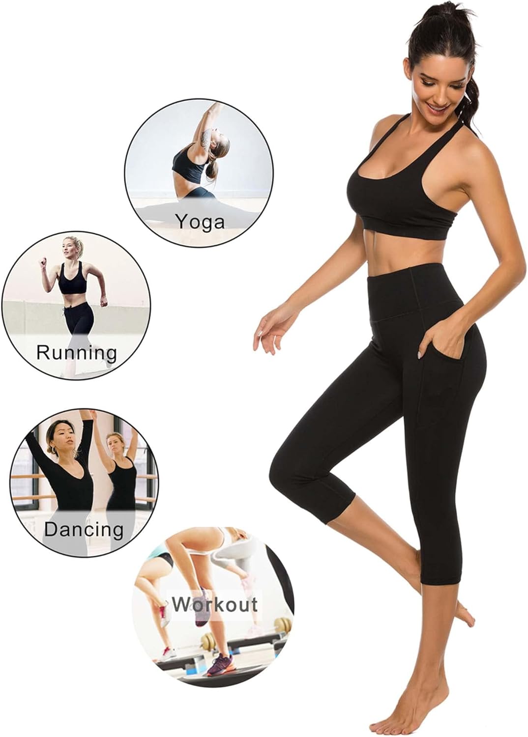 Stelle Women's Capri Yoga Pants with Pockets Essential High Waisted Legging for Workout - Image 7
