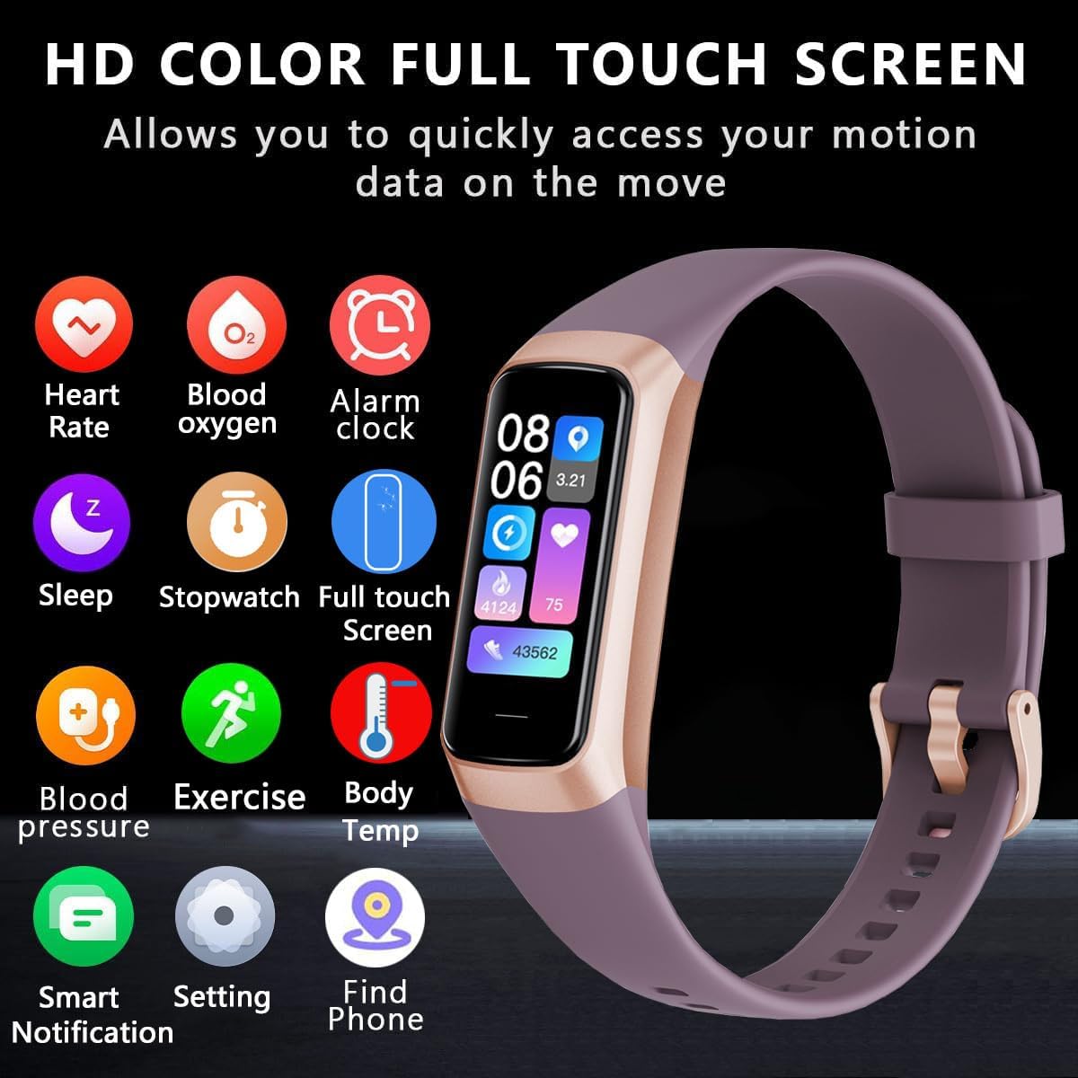 Fitness Tracker with Heart Rate/Blood Oxygen/Sleep Monitor, 20+ Sports Modes Smart Watches for Women/Men, Activity & Step Tracker Smart Watch for Android/iOS Phones (Bordeaux) - Image 2
