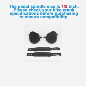 1/2 Exercise Bike Pedals for Indoor Bike, Stationary Bike, Spin Bike, Gym Pedals with Toe Clips, 1 pair