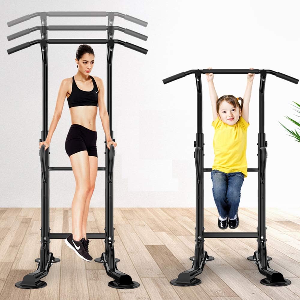 SogesHome Power Tower Pull Up Bar and Dip Stand,10 Adjustable Height Assistive Trainer Dip Station,Multi-Function Strength Training Fitness Workout Station for Home Gym Fitness Equipment (Black) - Image 4
