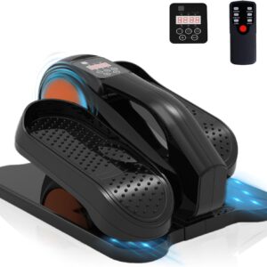 Under Desk Elliptical Machine, Portable Seated Pedal Exerciser Elliptical Trainer with 6 Adjustable Speeds,Ellipse Leg Exerciser for Seniors, Forward & Backward Direction, Manual and Electric Mode
