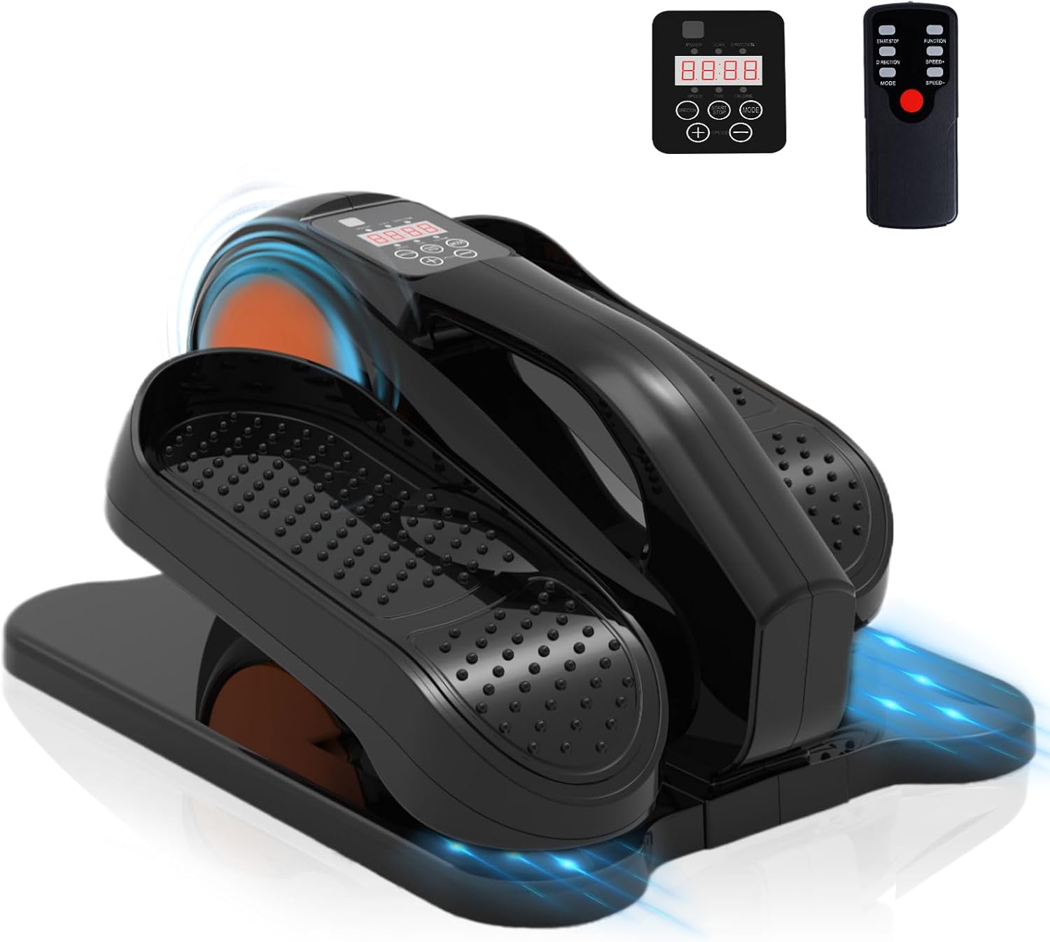 Under Desk Elliptical Machine, Portable Seated Pedal Exerciser Elliptical Trainer with 6 Adjustable Speeds,Ellipse Leg Exerciser for Seniors, Forward & Backward Direction, Manual and Electric Mode