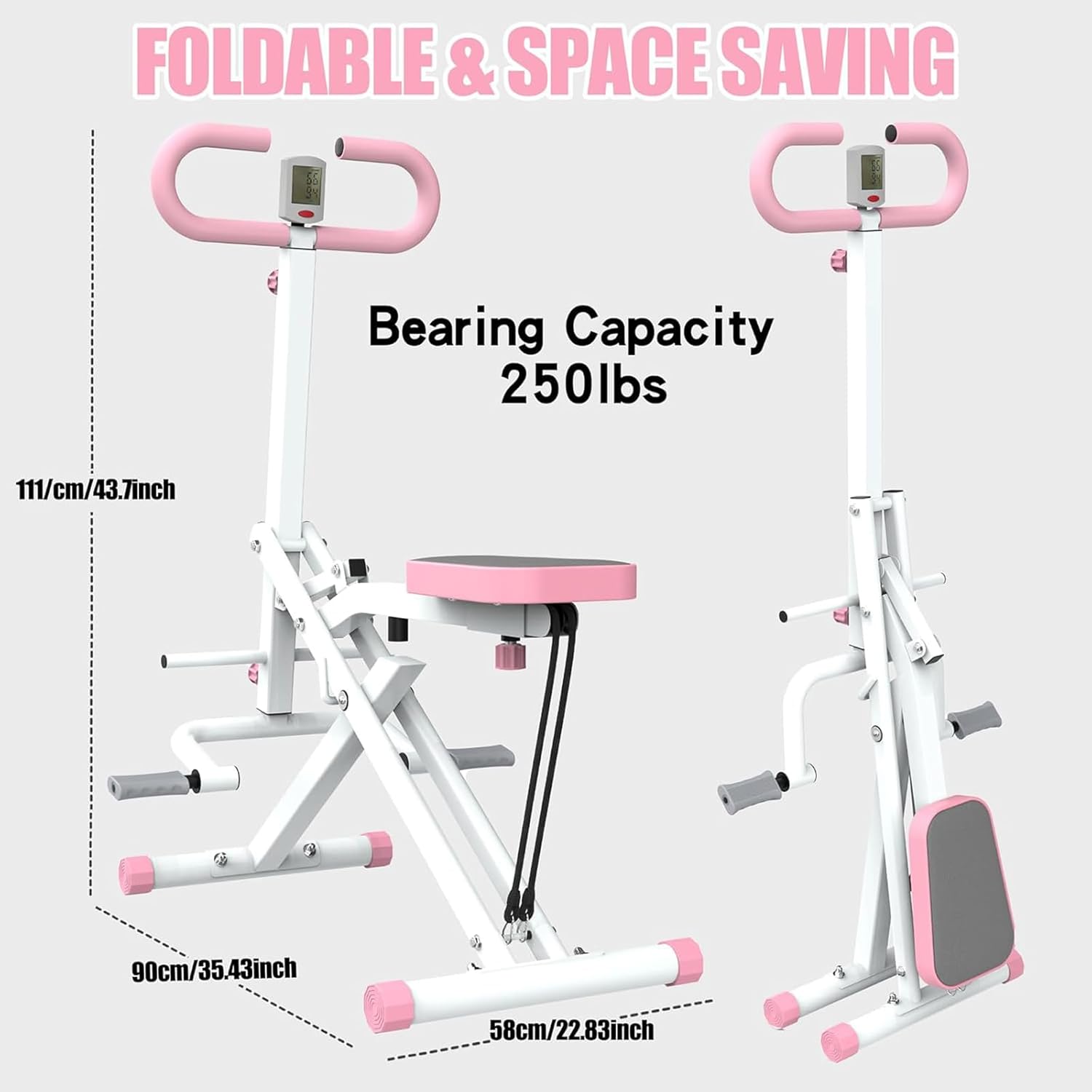 Squat Machine, Squat Ride / Rowing Machine with Adjustable Resistance, Glute & Leg Cardio Workout Machine, Foldable Exercise Equipment for Home - Image 7