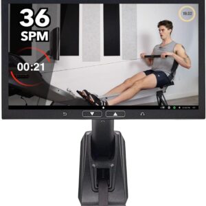 Aviron Strong Series Rower: 22″ HD Touchscreen, Dual Air & Magnetic Resistance up to 100 lbs. Game-Based Workouts, Streaming, Compact Design, Black