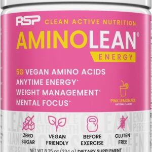RSP NUTRITION AminoLean Pre Workout Powder, Amino Energy & Weight Management with Vegan BCAA Amino Acids, Natural Caffeine, Preworkout Boost for Men & Women, 30 Serv, Pink Lemonade…