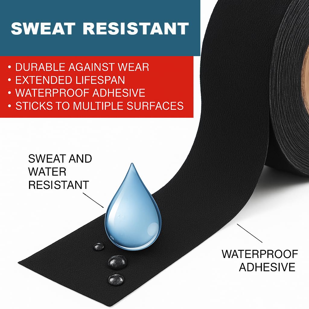 2 Pk Grip Tape - Cloth Grip Tape for Pull Up Bars, Sports, Tools, Handles, Bats, Rackets, Gym Equipment, Wire Wrap - No Residue, Sweat Resistant, 1 Inch x 66 Feet Each Roll - Black - Image 4