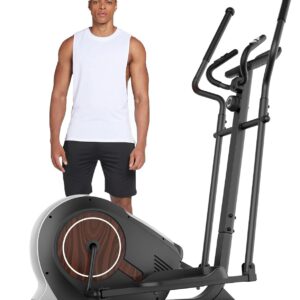 ANCHEER Home Gym Elliptical Trainer Machine, Silent Magnetic Cross Trainer with LCD Display, 14-Level Resistance & Heart Rate Monitor, 400Lbs Capacity Cardio Equipment