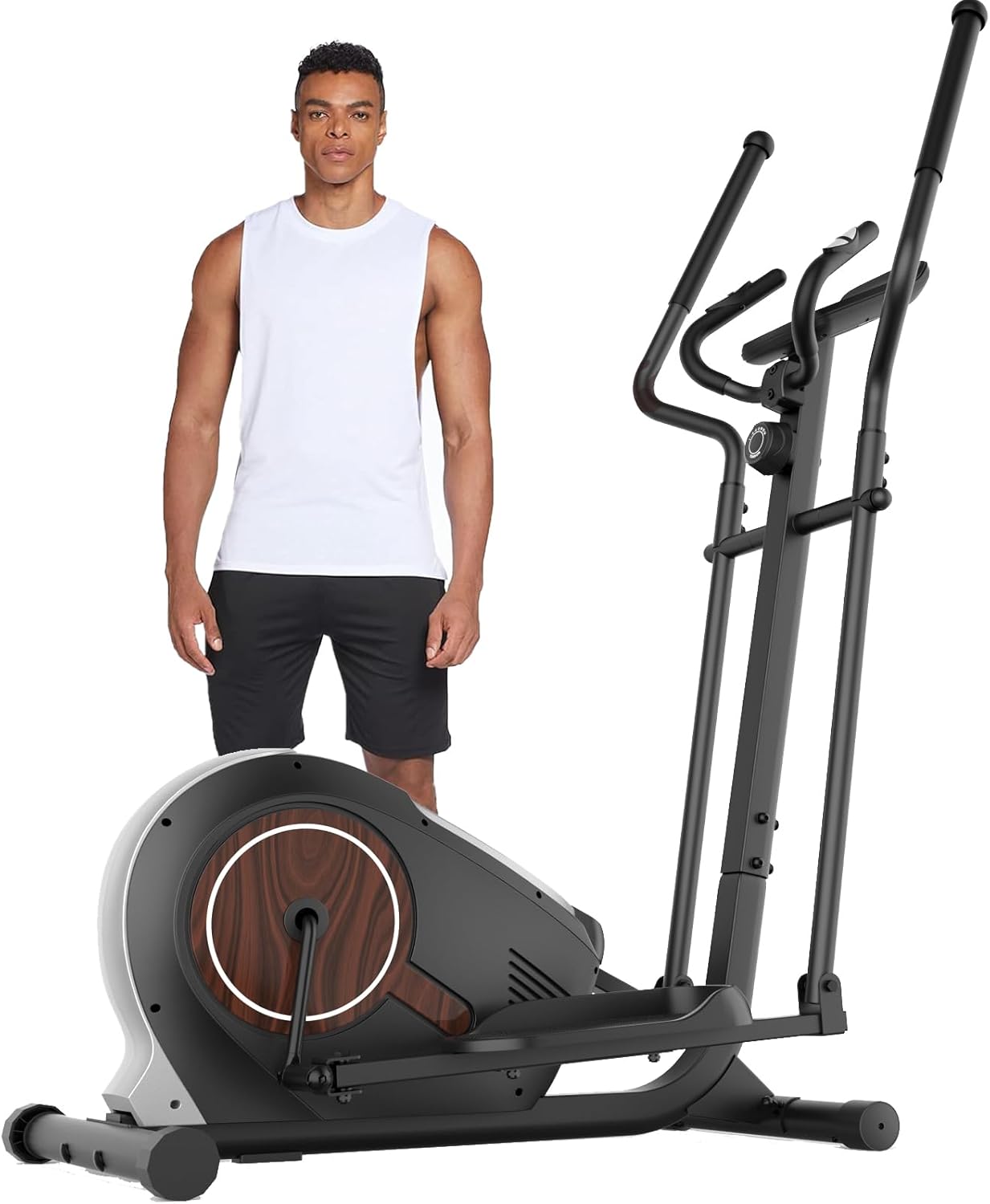 ANCHEER Home Gym Elliptical Trainer Machine, Silent Magnetic Cross Trainer with LCD Display, 14-Level Resistance & Heart Rate Monitor, 400Lbs Capacity Cardio Equipment